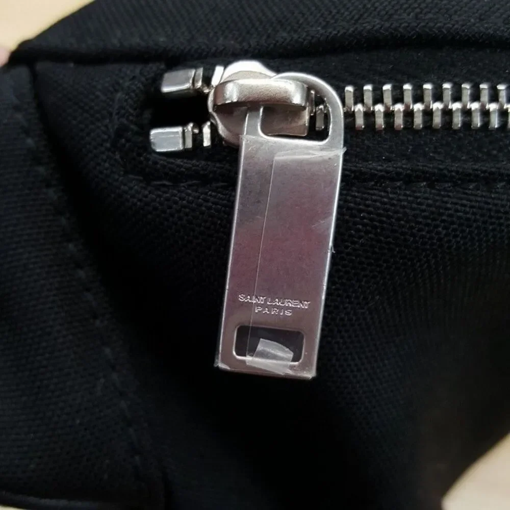 SAINT LAURENT Marsupio Black Canvas Belt Bag Logo Monogram Authentic Luxury YSL